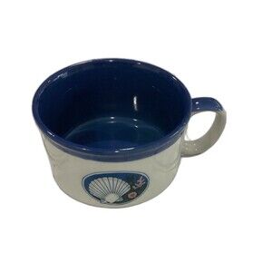 Otagiri Japan Soup Mug Color White Blue Graphic Blue Seashell